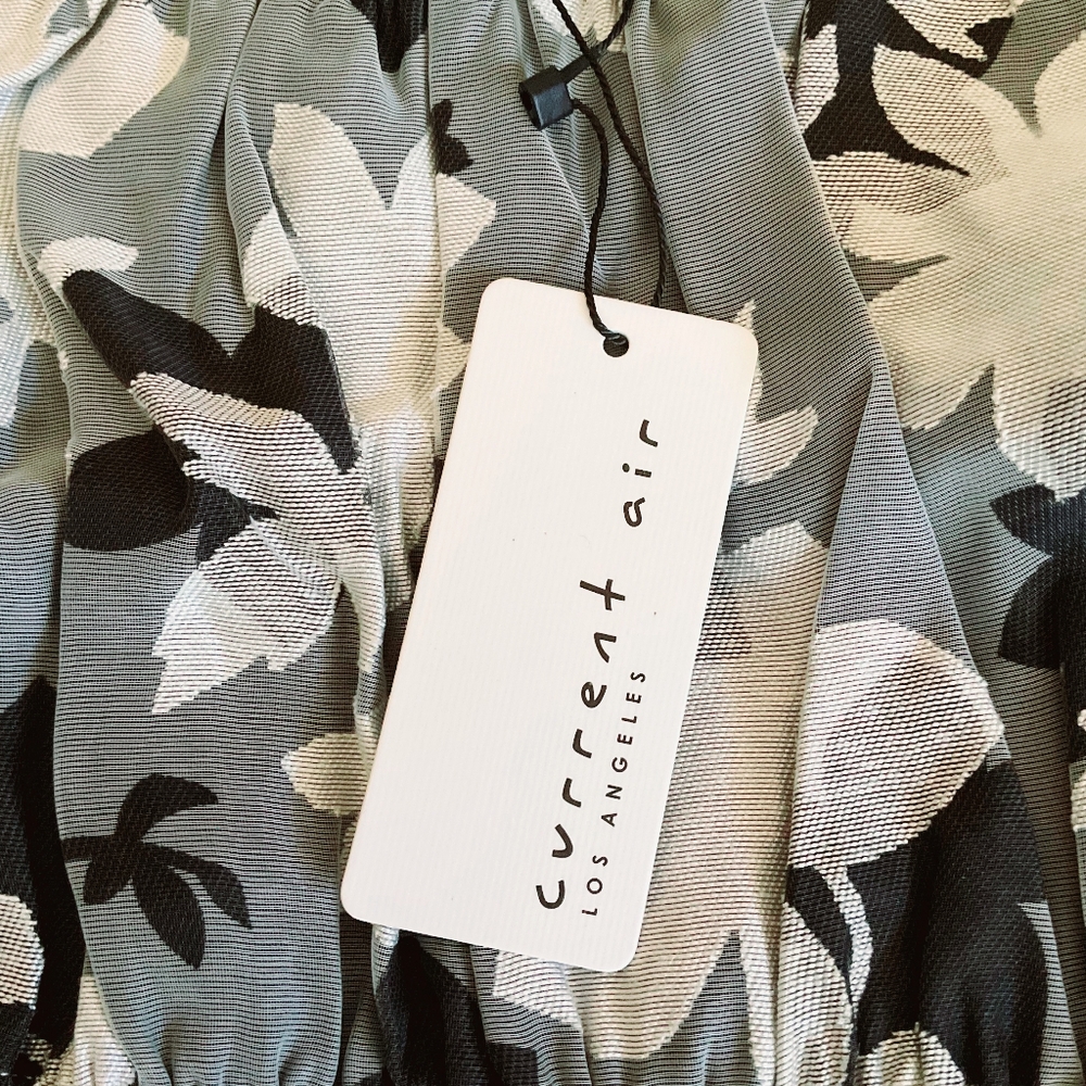 CURRENT AIR Anthro White Black Floral Short Dress - Picture 7 of 8